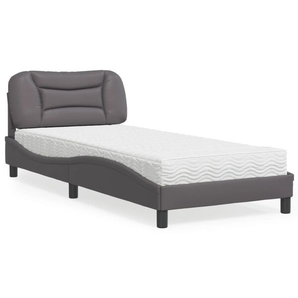 vidaXL Lit avec matelas Hvar gris 90x190 cm similicuir