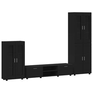 vidaXL Ensemble meuble TV FLORIN 3 pc Noir Bois d'ing&eacute;nierie