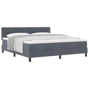 vidaXL Lit &agrave; ressorts avec matelas Gris fonc&eacute; 180 x 200 cm Velours