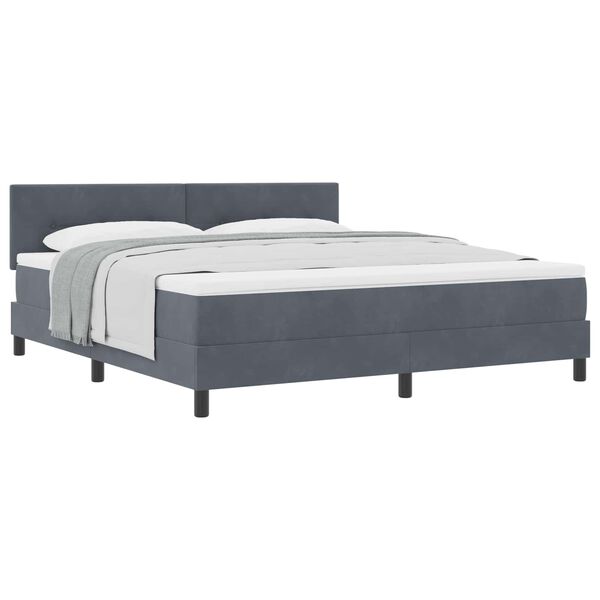 vidaXL Lit &agrave; ressorts avec matelas Gris fonc&eacute; 180 x 200 cm Velours