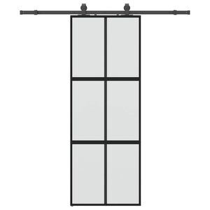 vidaXL Porte coulissante kit quincaillerie noir 76x205 cm verre tremp&eacute;