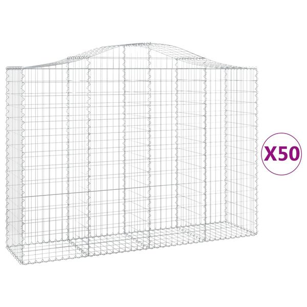 vidaXL Paniers &agrave; gabions arqu&eacute;s 50 pcs 200x50x140/160 cm Fer galvanis&eacute;