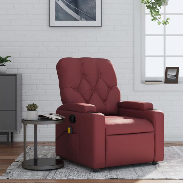 vidaXL Fauteuil de massage inclinable Rouge bordeaux Similicuir