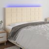 vidaXL T&ecirc;te de lit &agrave; LED Cr&egrave;me 180x5x118/128 cm Tissu