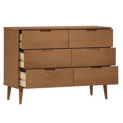 vidaXL Commode MOLDE Marron 113x40x80 cm Bois de pin massif