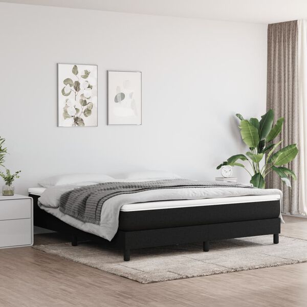 vidaXL Sommier &agrave; lattes de lit avec matelas Noir 180x200 cm Tissu