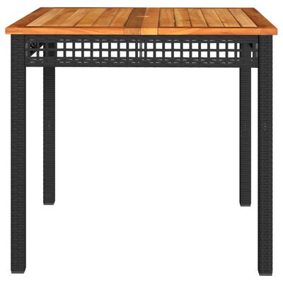 vidaXL Table de jardin noir 80x80x75 cm résine tressée et bois acacia