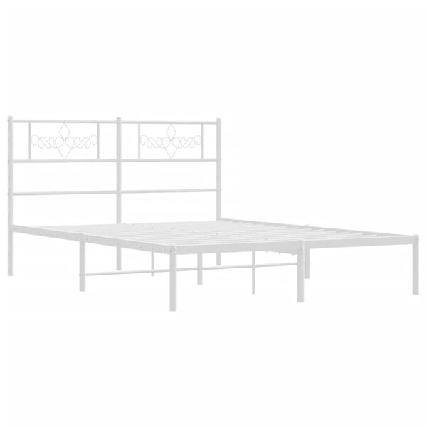 vidaXL Cadre de lit m&eacute;tal sans matelas et t&ecirc;te de lit blanc 140x190 cm