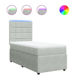 vidaXL Sommier &agrave; lattes de lit et matelas Gris clair 80x200 cm Velours