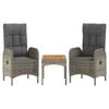 vidaXL Salon de jardin 3 pcs avec coussins Gris R&eacute;sine tress&eacute;e