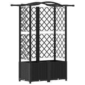 vidaXL Lit &Eacute;lev&eacute; avec Treillis et Toit Noir 122 x 40 x 138 cm PP