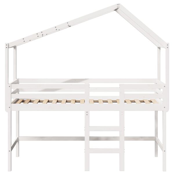vidaXL Lit superpos&eacute; avec &eacute;chelle et toit sans matelas blanc 90x190 cm