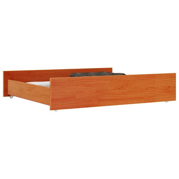 vidaXL Tiroirs de lit 2 pcs cire marron bois de pin massif