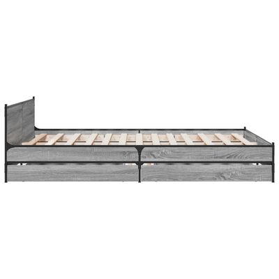 vidaXL Cadre de lit et tiroirs sonoma gris 140x190 cm bois ingénierie