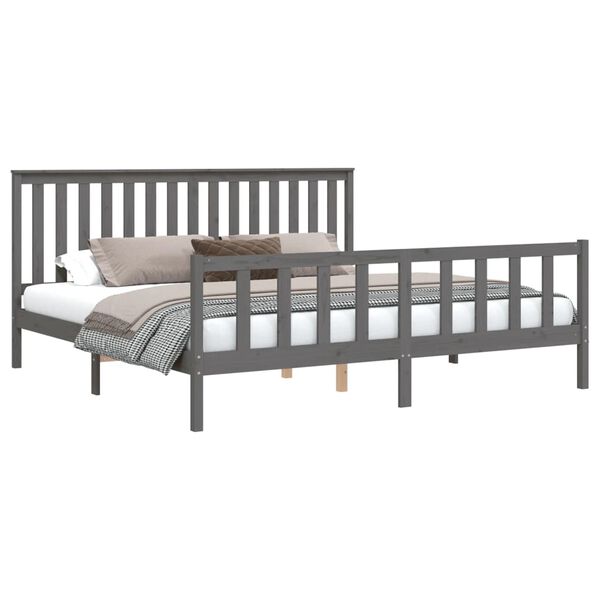 vidaXL Cadre de lit sans matelas gris 200x200 cm bois massif de pin