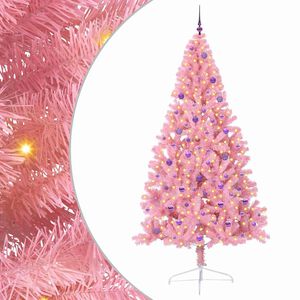 vidaXL Sapin de No&euml;l artificiel pr&eacute;-&eacute;clair&eacute; Rose 240 cm PVC