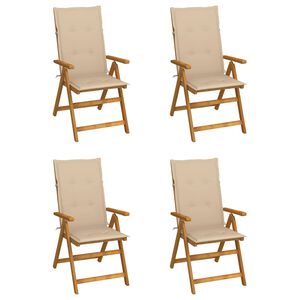 vidaXL Fauteuils pliants inclinables 4 pi&egrave;ces avec coussins en bois d'acacia massif