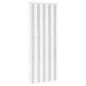 vidaXL Rideau anti-insectes en chenille Gris clair et blanc