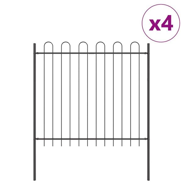 vidaXL Cl&ocirc;ture de jardin 4 pcs Gris 6,8 x 1,5 m Acier rev&ecirc;tu de poudre