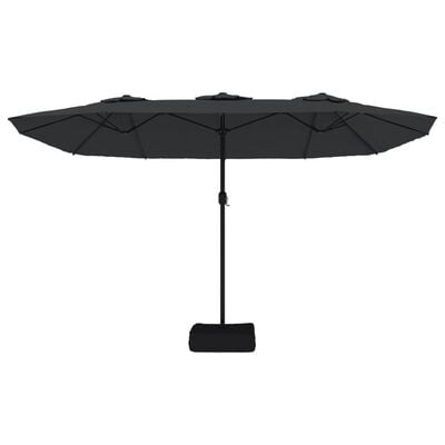 vidaXL Parasol de jardin à double tête avec LED noir 449x245 cm