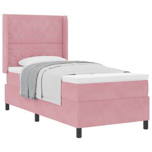 vidaXL Lit &agrave; ressorts avec matelas Rose 90 x 200 cm Velours