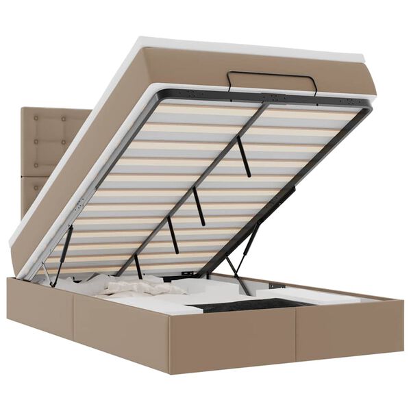 VidaXL Cadre de lit ottoman et matelas cappuccino 120x190cm similicuir