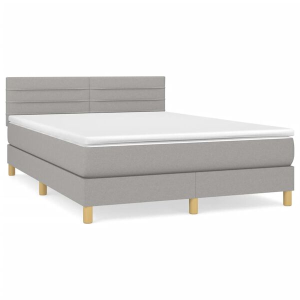 vidaXL Sommier &agrave; lattes de lit avec matelas Gris clair 140x200cm Tissu