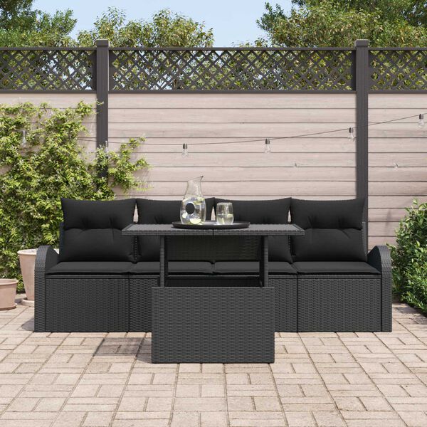 vidaXL Ensemble de canap&eacute; de jardin 5 pcs Noir Poly Rattan