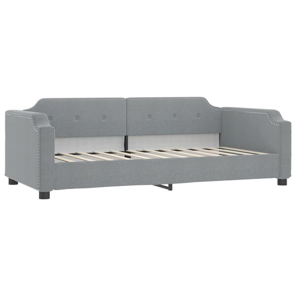 vidaXL Lit de jour avec gigogne et tiroirs gris clair 90x200 cm tissu