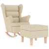vidaXL Chaise &agrave; bascule avec repose-pied Cr&egrave;me Tissu