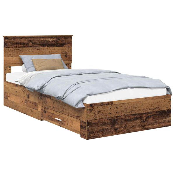 vidaXL Cadre de lit Bois ancien 100 x 200 cm Bois d'ing&eacute;nierie