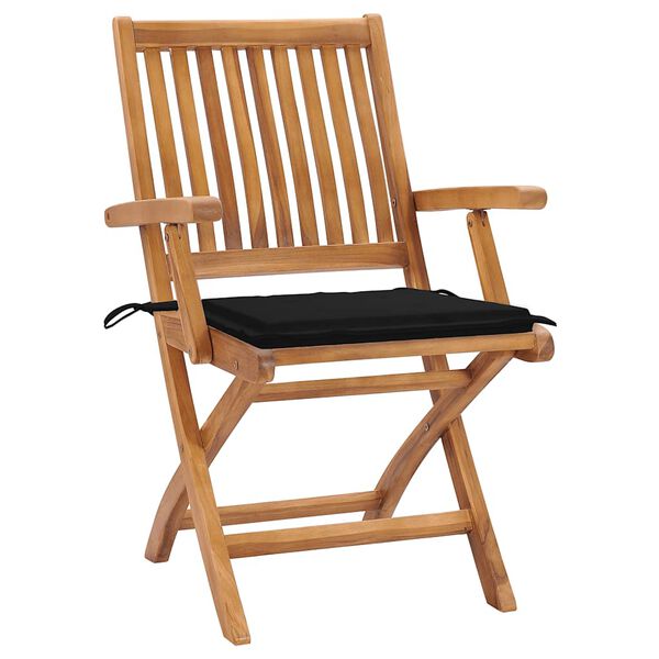 vidaXL Chaises pliables de jardin avec coussins lot de 4 Teck solide