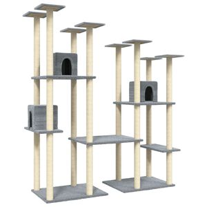 vidaXL Arbre &agrave; chat avec griffoirs en sisal Gris clair 174 cm