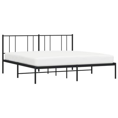 vidaXL Cadre de lit métal sans matelas avec tête de lit noir 183x213cm