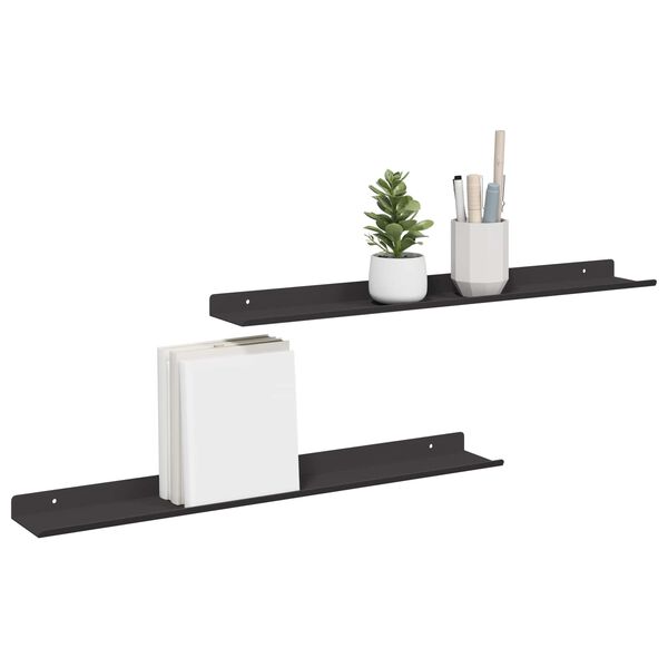 vidaXL &Eacute;tag&egrave;re Murale avec &eacute;tag&egrave;re 2 pcs Noir 60 x 8,5 x 2,5 cm