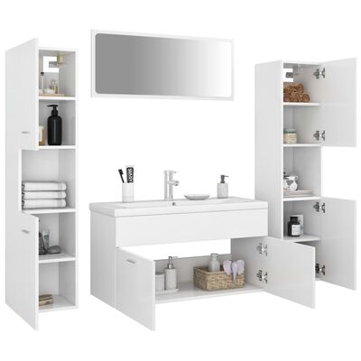 vidaXL Ensemble de meubles de salle de bain Blanc Aggloméré