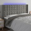 vidaXL T&ecirc;te de lit &agrave; LED Gris clair 183x16x118/128 cm Velours