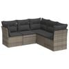 vidaXL Salon de jardin 5 pcs avec coussins gris r&eacute;sine tress&eacute;e