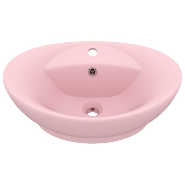 vidaXL Lavabo ovale de luxe à trop-plein Rose mat 58,5x39 cm Céramique