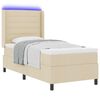 vidaXL Lit &agrave; ressort LED avec matelas Cr&egrave;me 90 x 190 cm tissu
