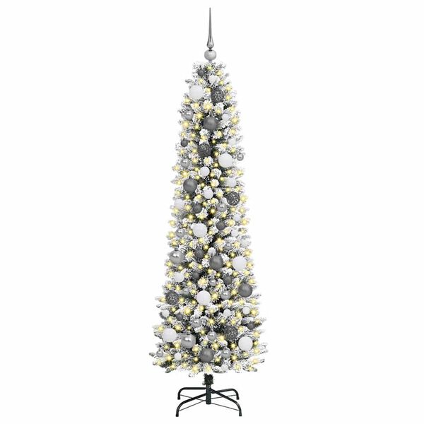 vidaXL Sapin de No&euml;l artificiel Blanc 180 cm PVC, m&eacute;tal et plastique