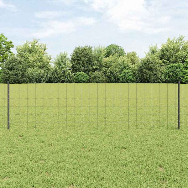 vidaXL Cl&ocirc;ture avec poteau Gris 0,6 x 10 m Acier et PVC