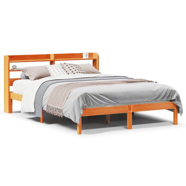 vidaXL Cadre de lit et t&ecirc;te de lit sans matelas cire marron 150x200 cm