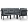 vidaXL Salon de jardin 4 pcs noir et gris r&eacute;sine tress&eacute;e