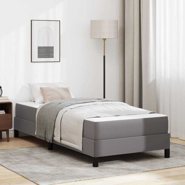 vidaXL Cadre de lit avec matelas Gris 80 x 200 cm tissu