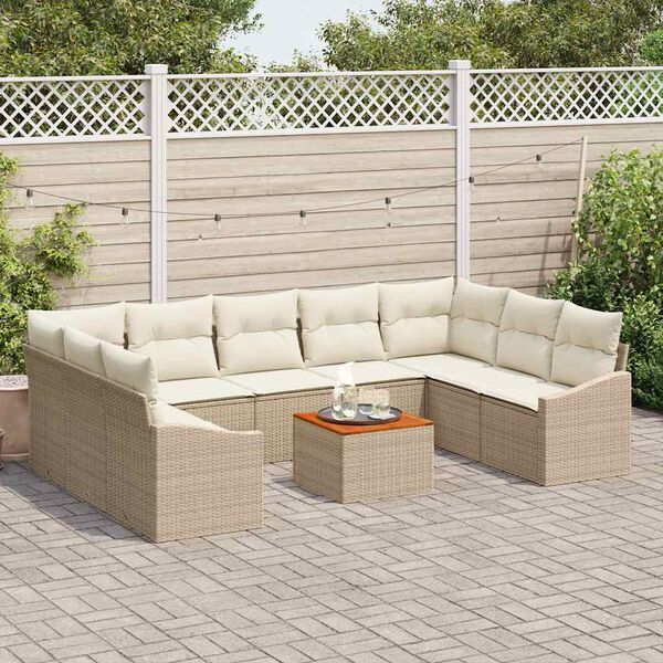 vidaXL Ensemble de canap&eacute; de jardin 10 pcs Beige polyrotin