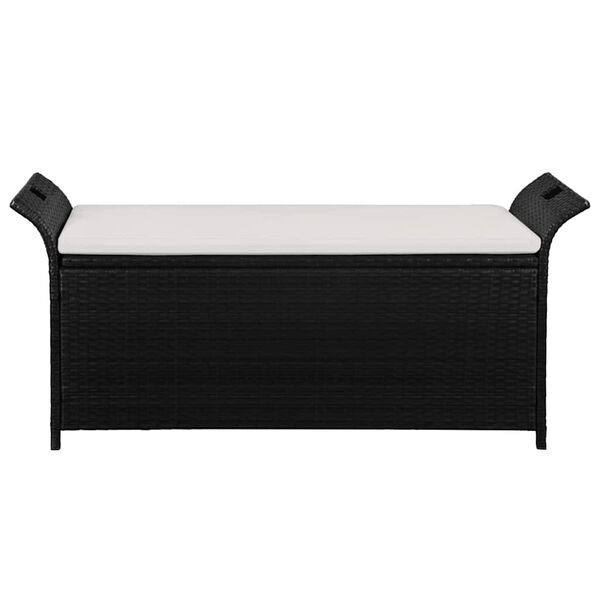 vidaXL Banc de jardin avec coussin 138 cm R&eacute;sine tress&eacute;e Noir