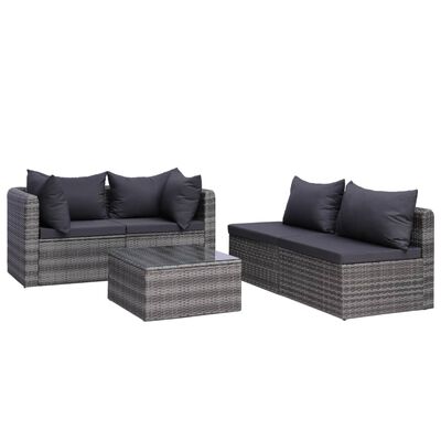 vidaXL Salon de jardin 8 pcs avec coussins Résine tressée Gris