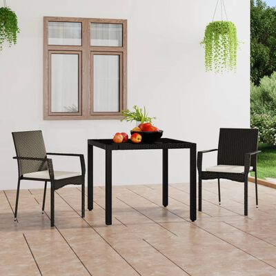 vidaXL Chaises de jardin lot de 2 avec coussins Résine tressée Noir