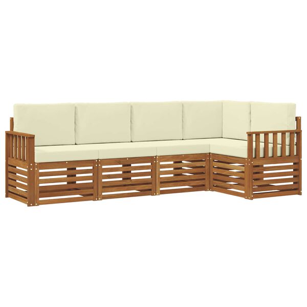 vidaXL Ensemble de canap&eacute; d'angle avec coussin 5 pcs Naturel et Cr&egrave;me